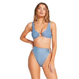 Vitamin A NWOT Lolita Bottom in Ocean Metallic Blue shimmer fabric - Size L